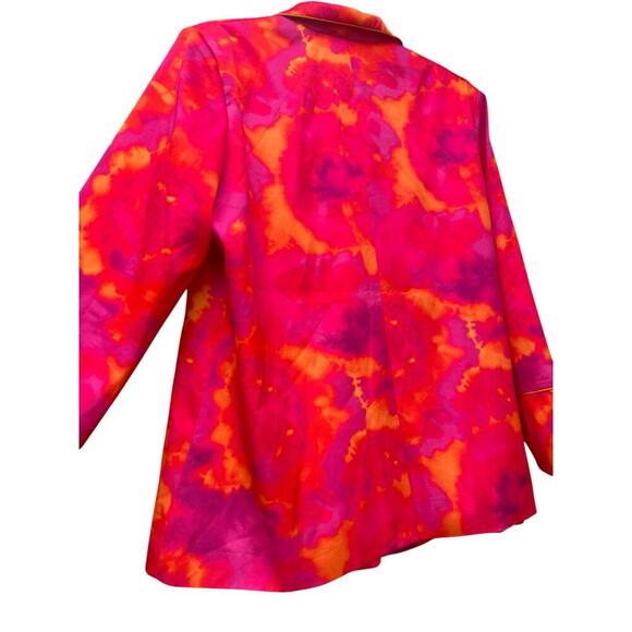 Watercolor Satin Single Button Blazer. Colorful jacket. Size-L - Picture 5 of 7